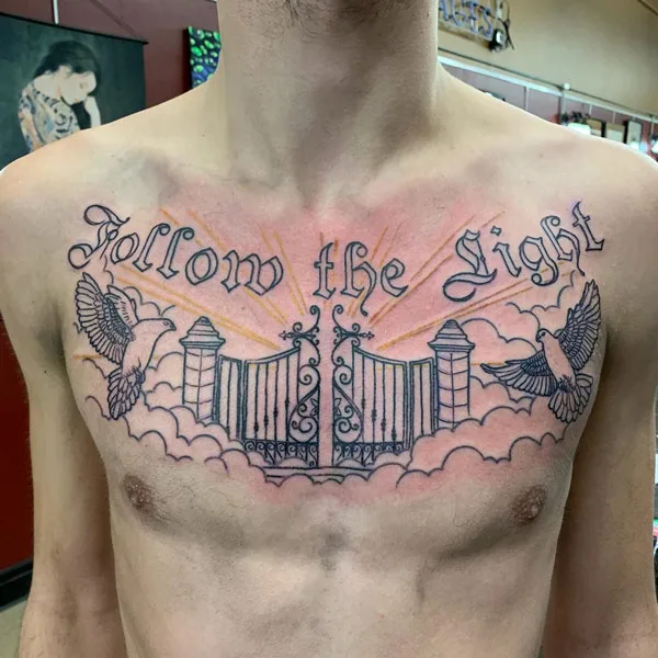 Gates of Heaven Chest Tattoo 2