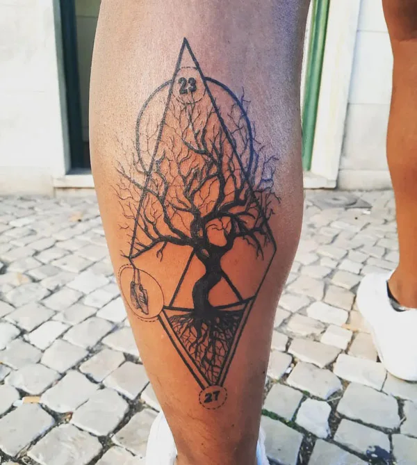 Geometric Family Tree Tattoo
