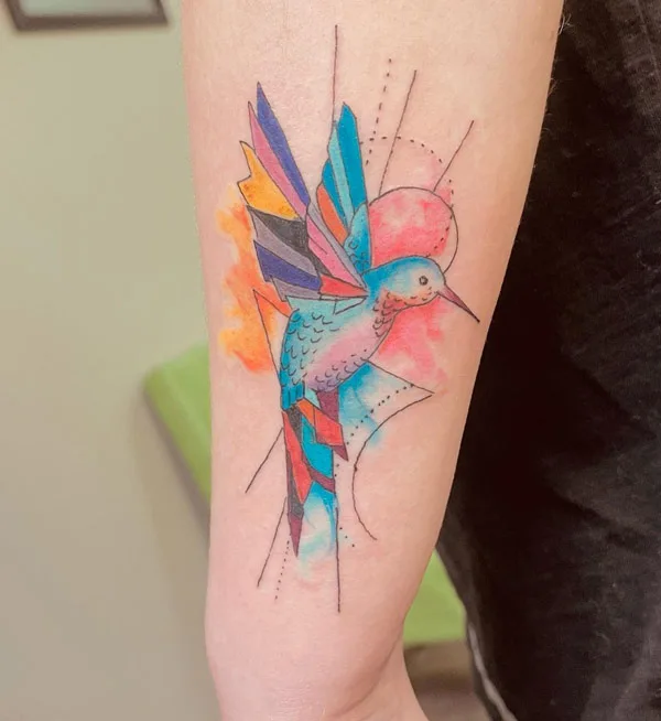 Geometric Hummingbird Tattoo 1