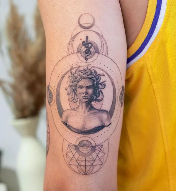 Geometric Medusa Tattoo