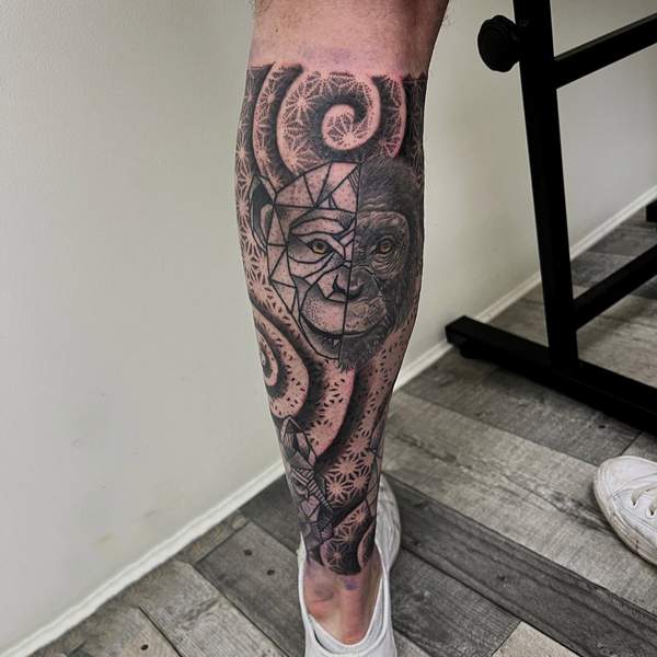 Geometric Monkey Tattoo 1