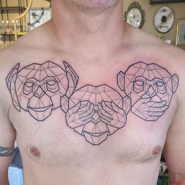 Geometric Monkey Tattoo 2