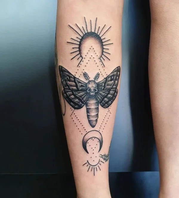 Geometric Moth Tattoo 2