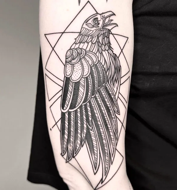 Geometric Raven Tattoo