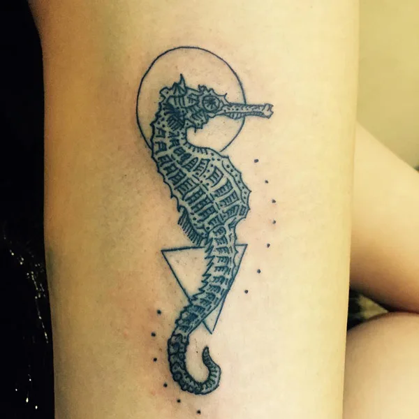 Geometric Seahorse Tattoo