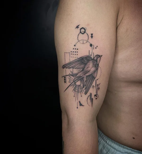 Geometric Swallow Tattoo