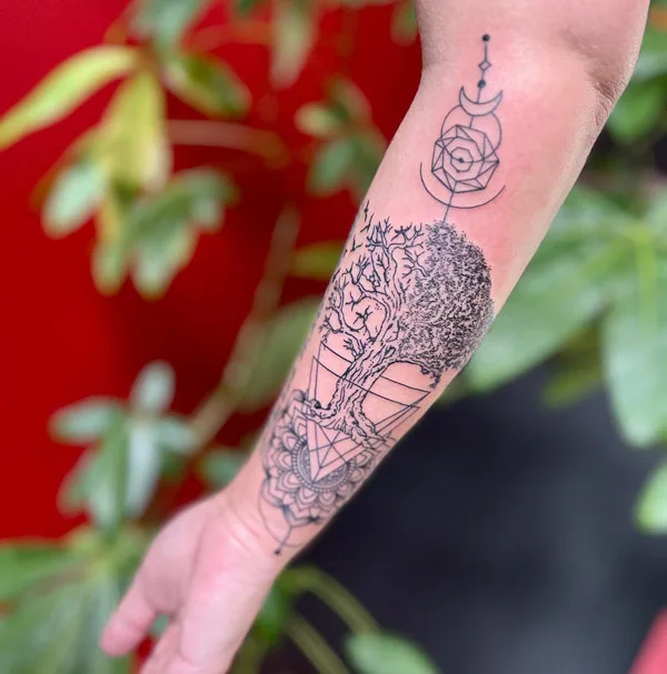 Geometric Tree Of Life Tattoo 1