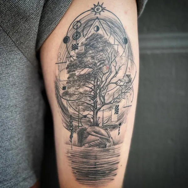 Geometric Tree Of Life Tattoo 2