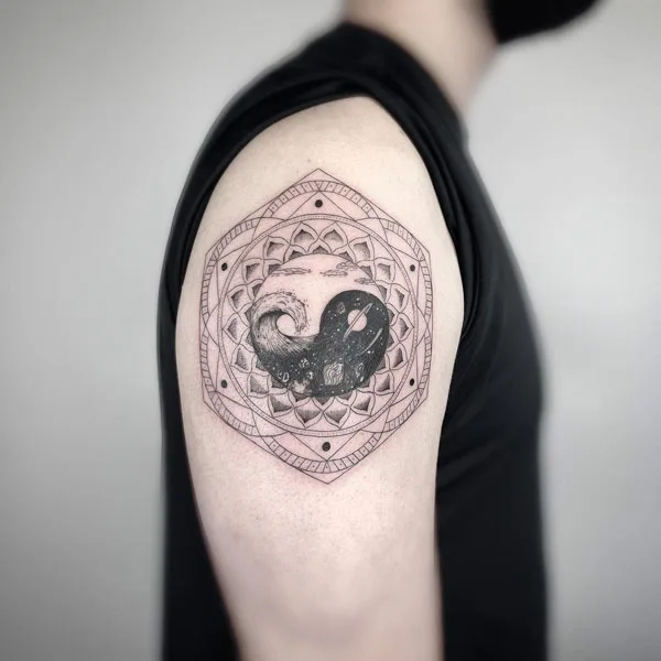 Geometric Yin Yang Tattoo