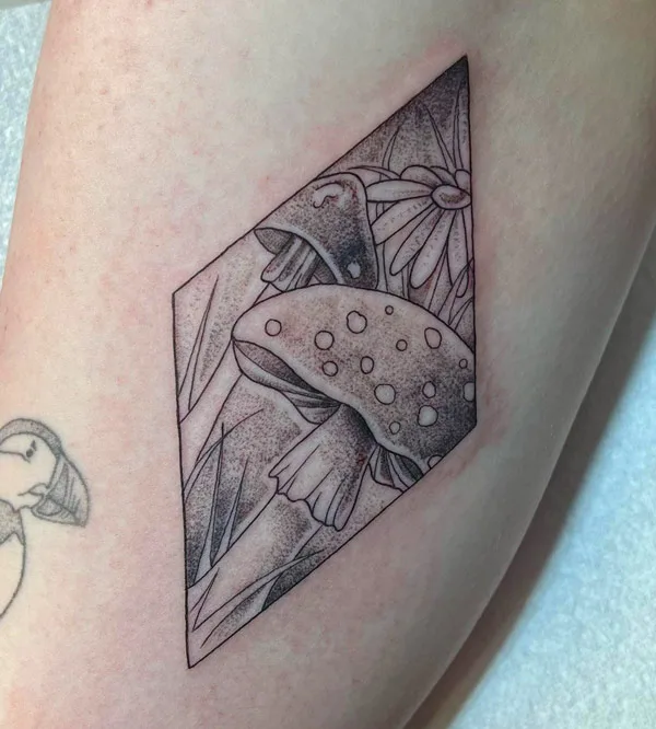 Geometric mushroom tattoo 1