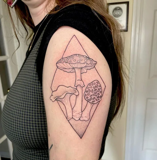 Geometric mushroom tattoo 2