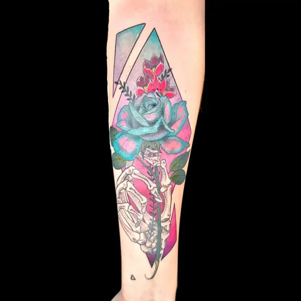 Geometric skeleton hand tattoo