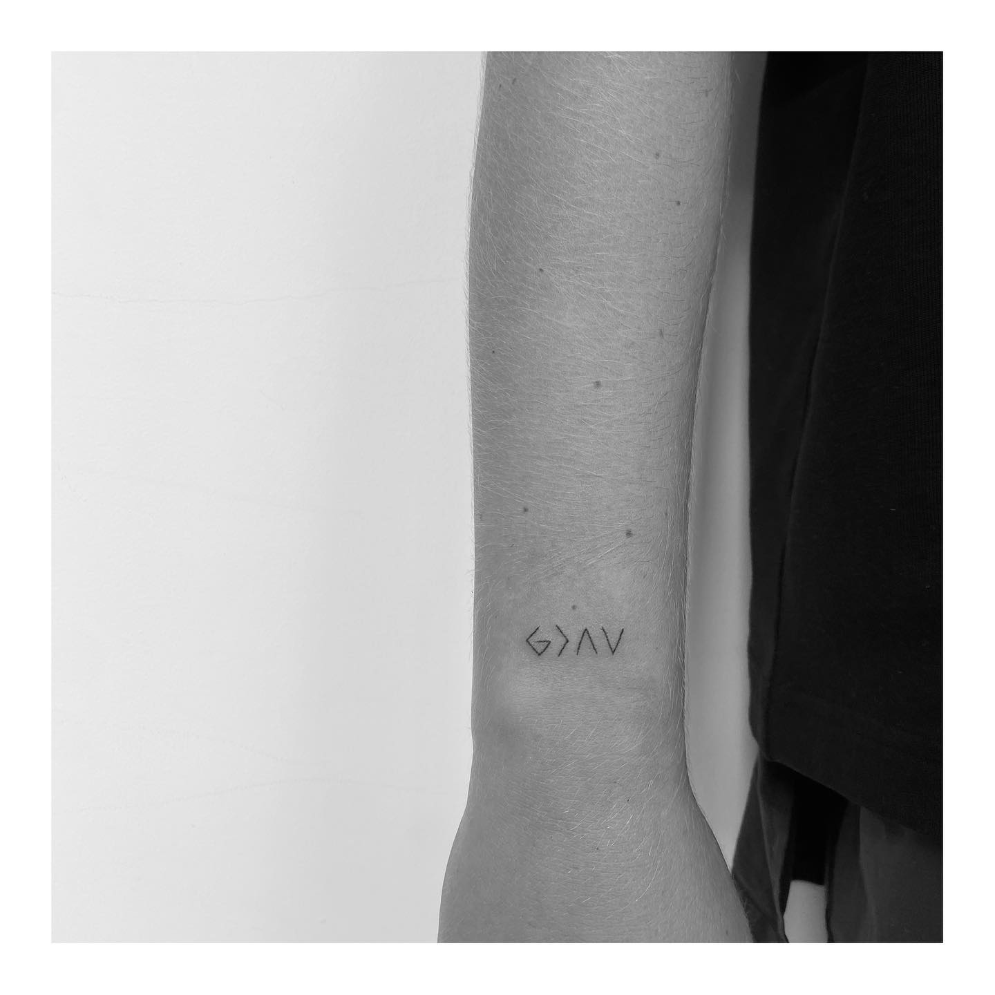 Geometric Text-Based Wrist Tattoo Modern & Subtle Personal Design