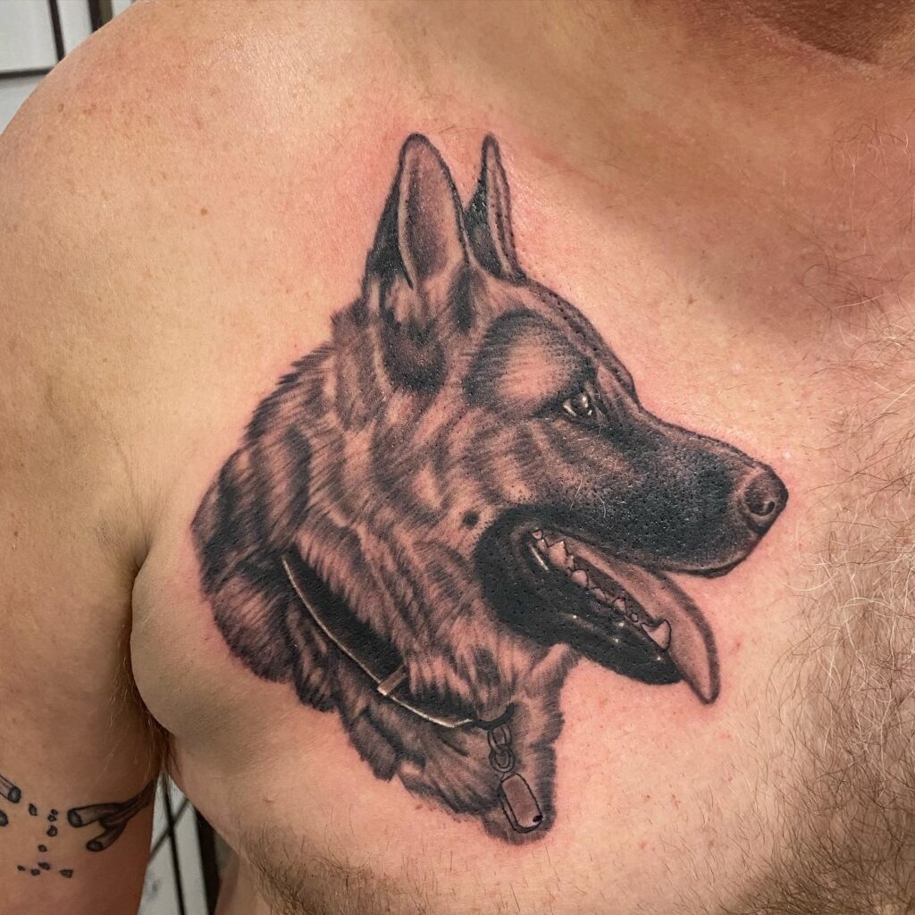 German shepherd tattoo designs for men's chest loyal companion
