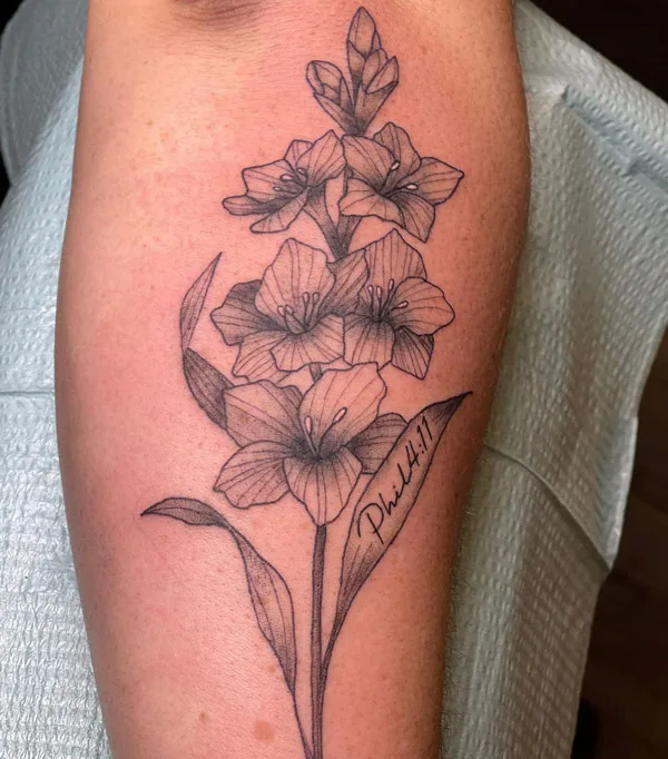 Gladiolus Tattoo with Name 2