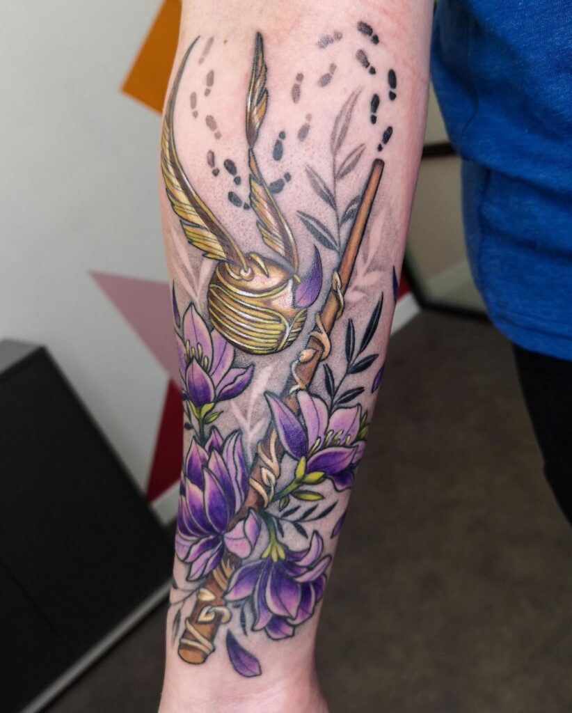 Golden Snitch Elder Wand Tattoo