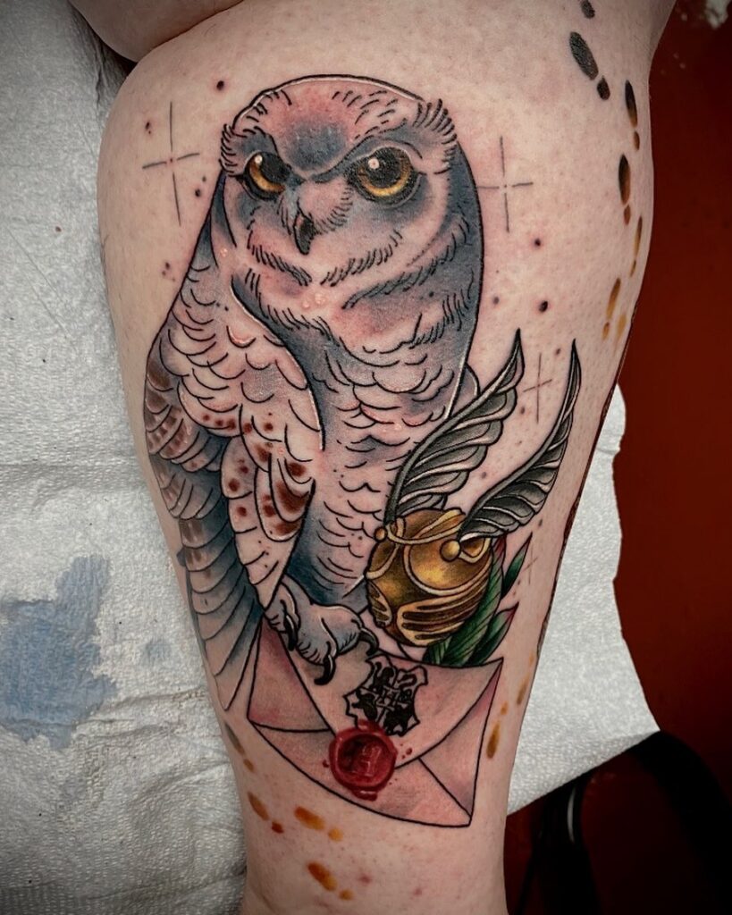 Golden Snitch Tattoos with Hedwick