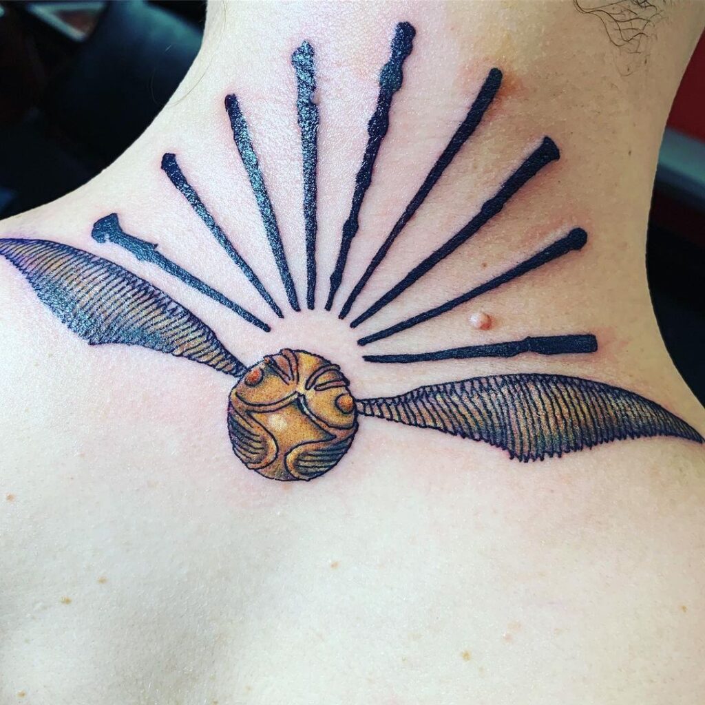 Golden Snitch With Nine Different Elder Wand