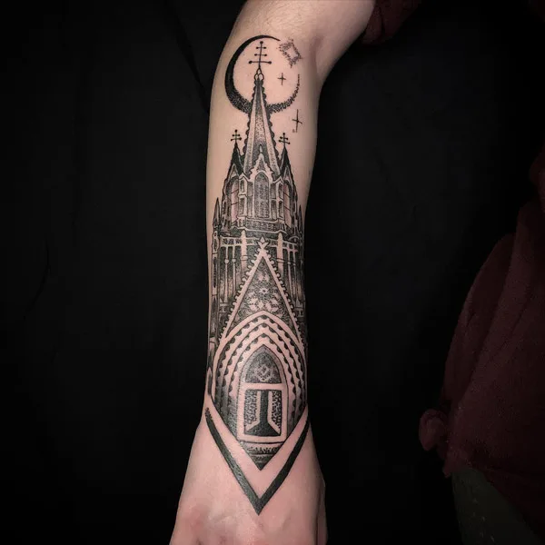 Gothic architecture tattoo