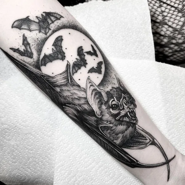 Gothic bat tattoo