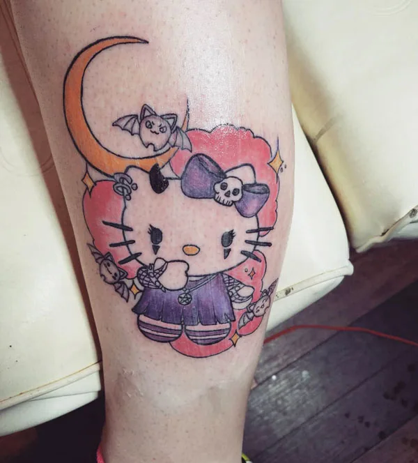 Gothic hello kitty tattoo