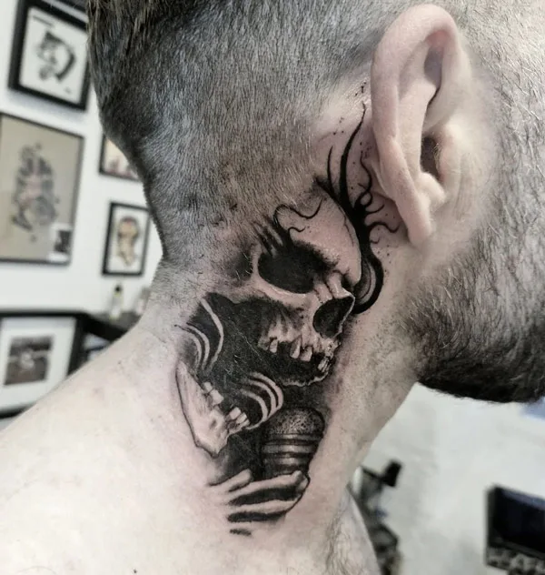Gothic neck tattoo