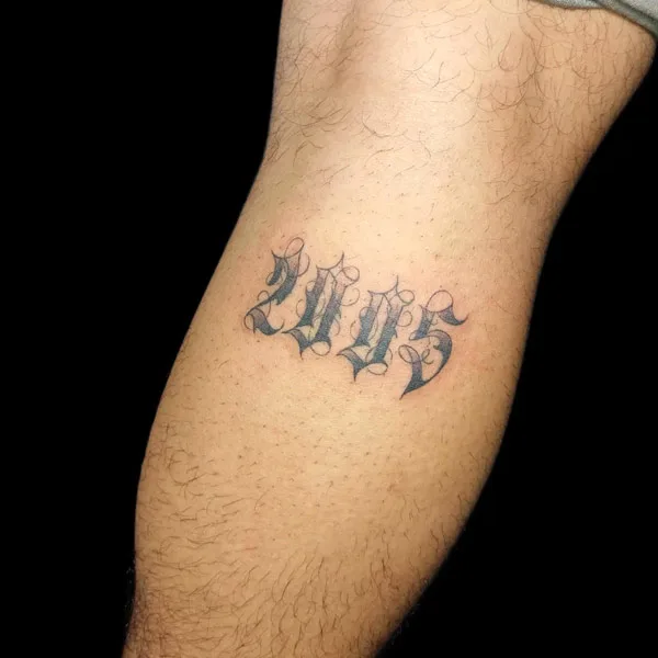 Gothic number tattoo