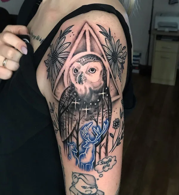 Gothic owl tattoo