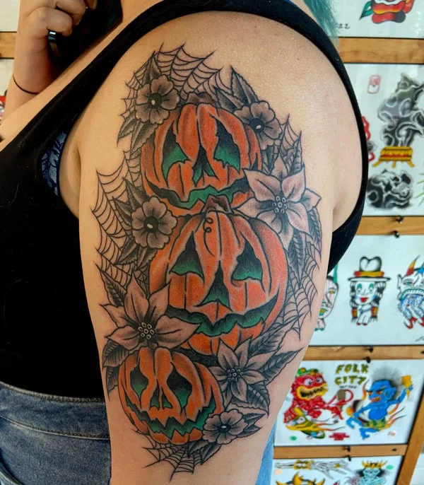 Gothic spider web tattoo