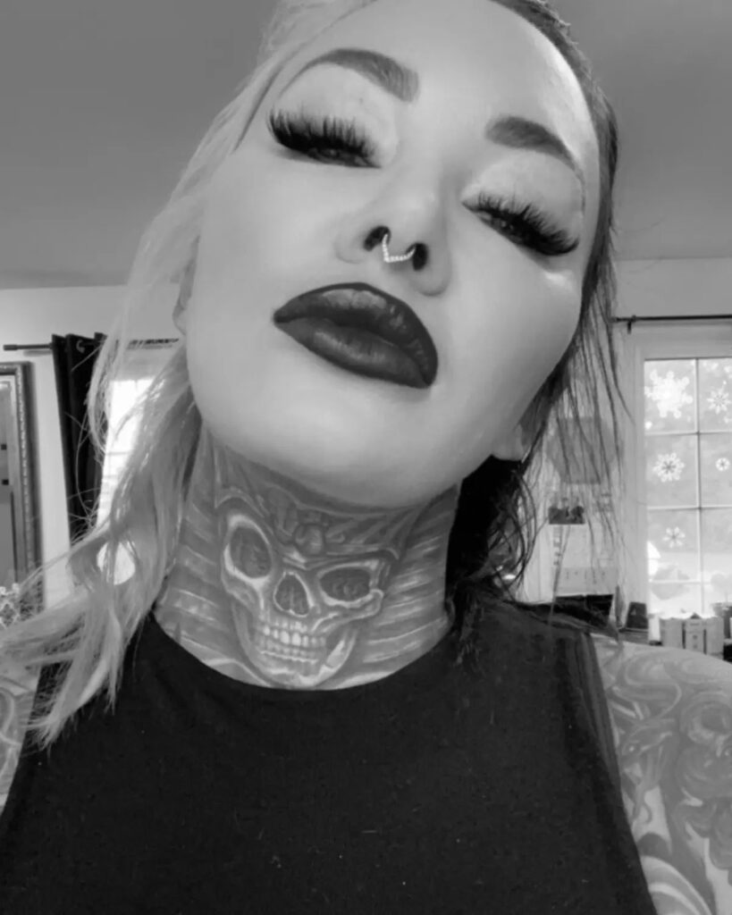 Gothic Tattoo Design on the Front of the Neck
