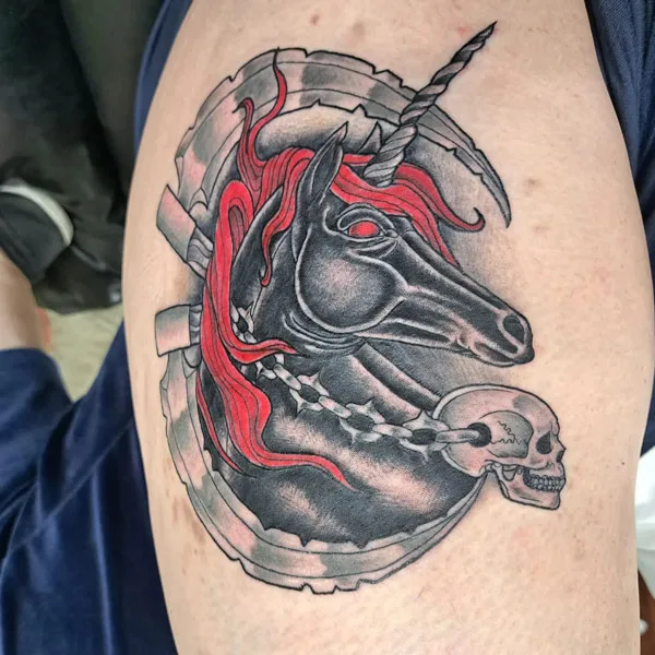 Gothic unicorn tattoo