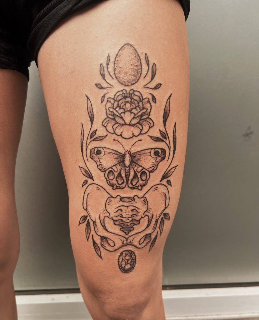 Greyscale evolution a tattoo story on your thigh