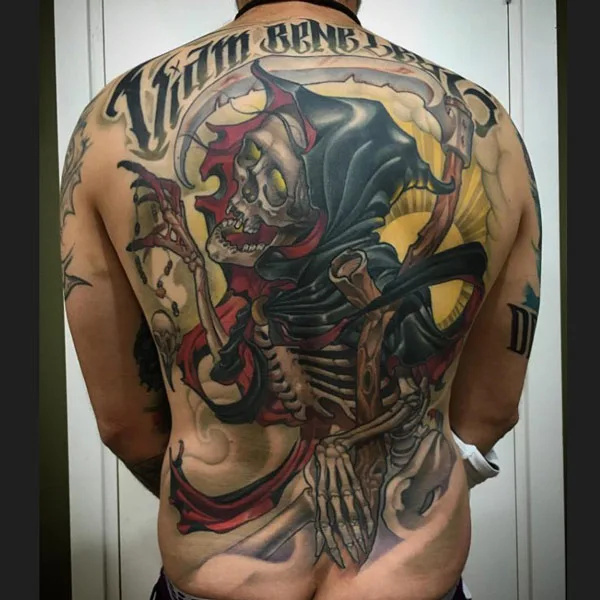 Grim Reaper Back Tattoo 1