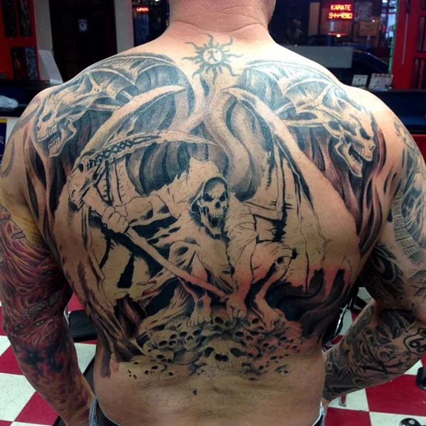 Grim Reaper Back Tattoo 3