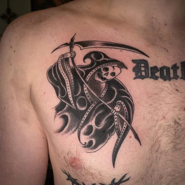 Grim Reaper Chest Tattoo 1