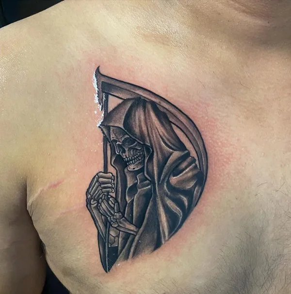 Grim Reaper Chest Tattoo 2