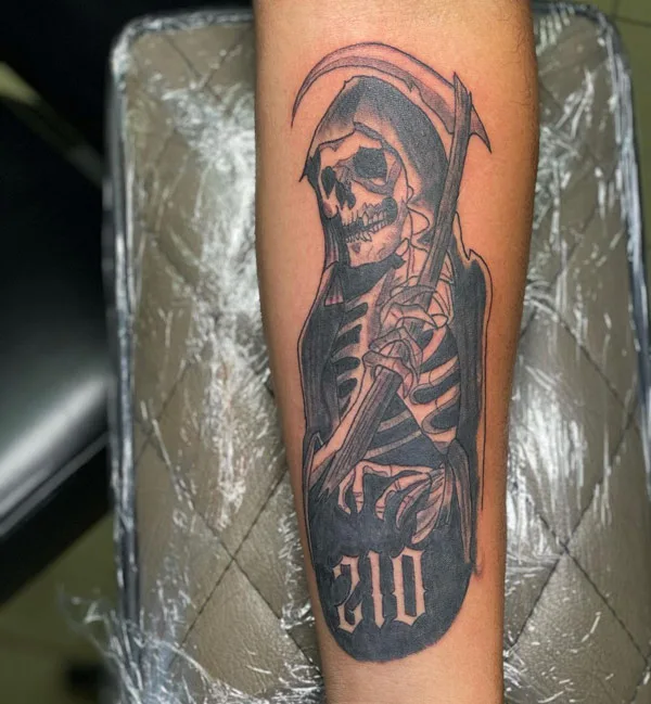 Grim Reaper Forearm Tattoo 1