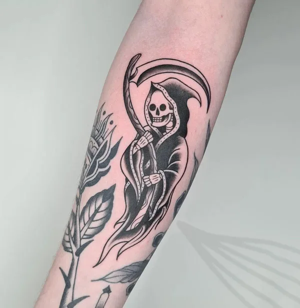 Grim Reaper Forearm Tattoo 2