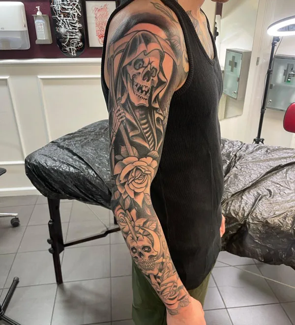 Grim Reaper Sleeve Tattoo 1