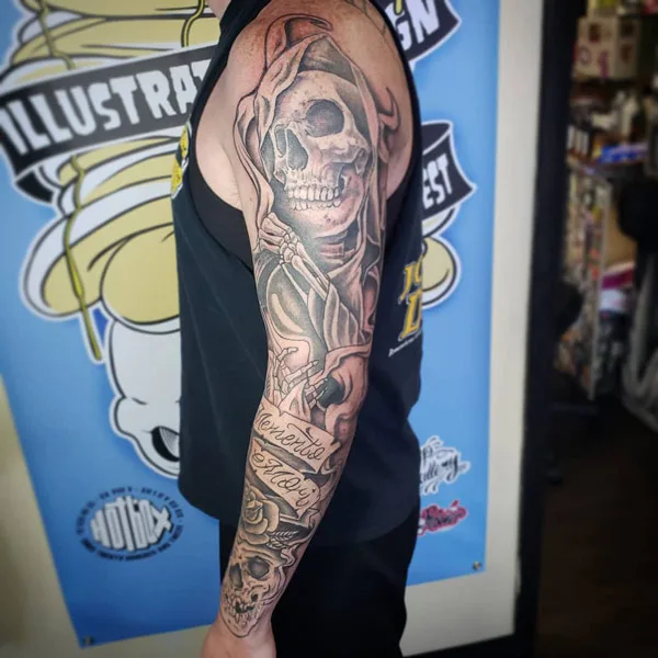 Grim Reaper Sleeve Tattoo 2