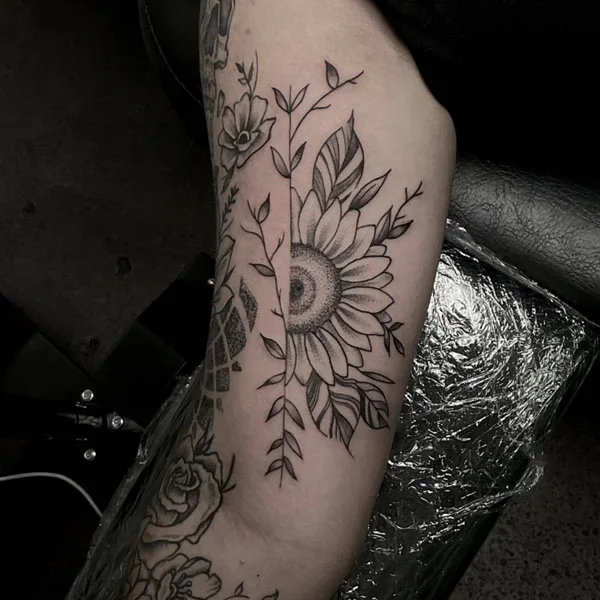 Half Sunflower Tattoo 1