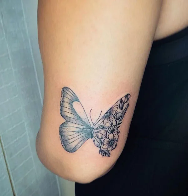 Half butterfly half flower tattoo 3