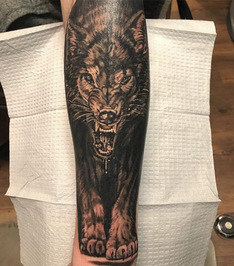 Half sleeve alpha male angry wolf tattoo for men unleash your inner wild