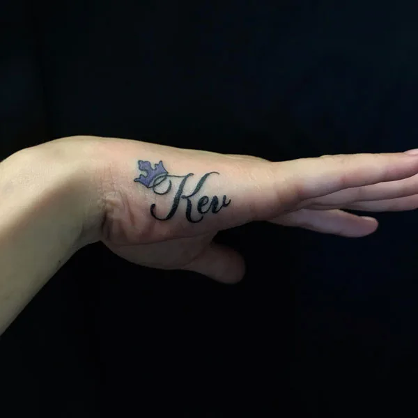 Hand name tattoo