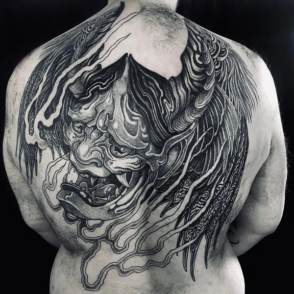 Hannya Mask Back Tattoo