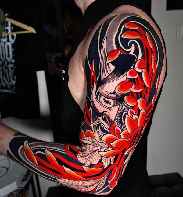 Hannya Mask Sleeve Tattoo 2