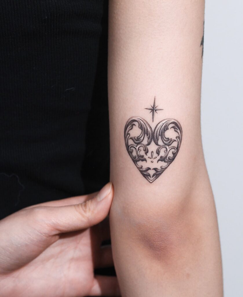 Heart and North Star on the Back of the Elbow: Antique Affection