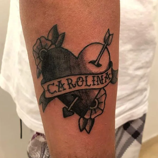 Heart name tattoo
