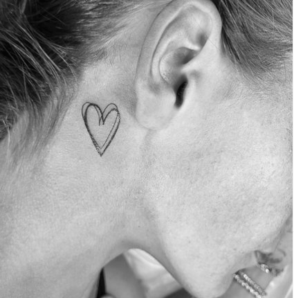 Heart Tattoo Designs on the Side of the Neck