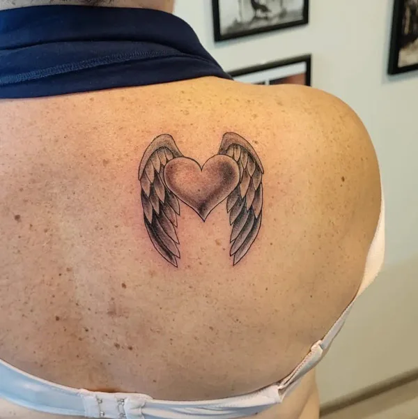 Heart with angel wings tattoo 1